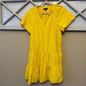 J.Crew Ruffle-Trim‎ Tiered Dress Cotton Dobby Yellow Size Medium Beach Summer